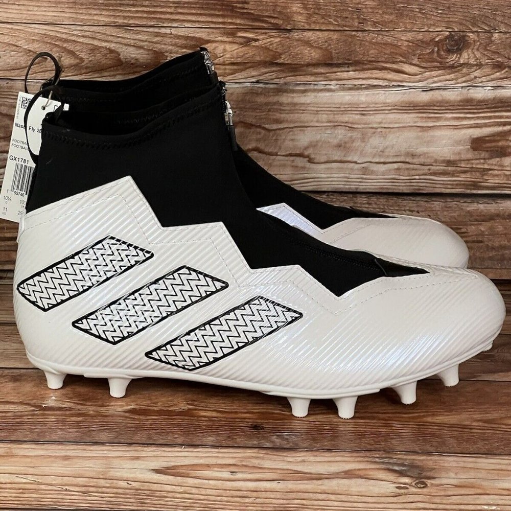 Men's Adidas Nasty Fly 2E Team White Black Football Cleats GX1781 Size 11